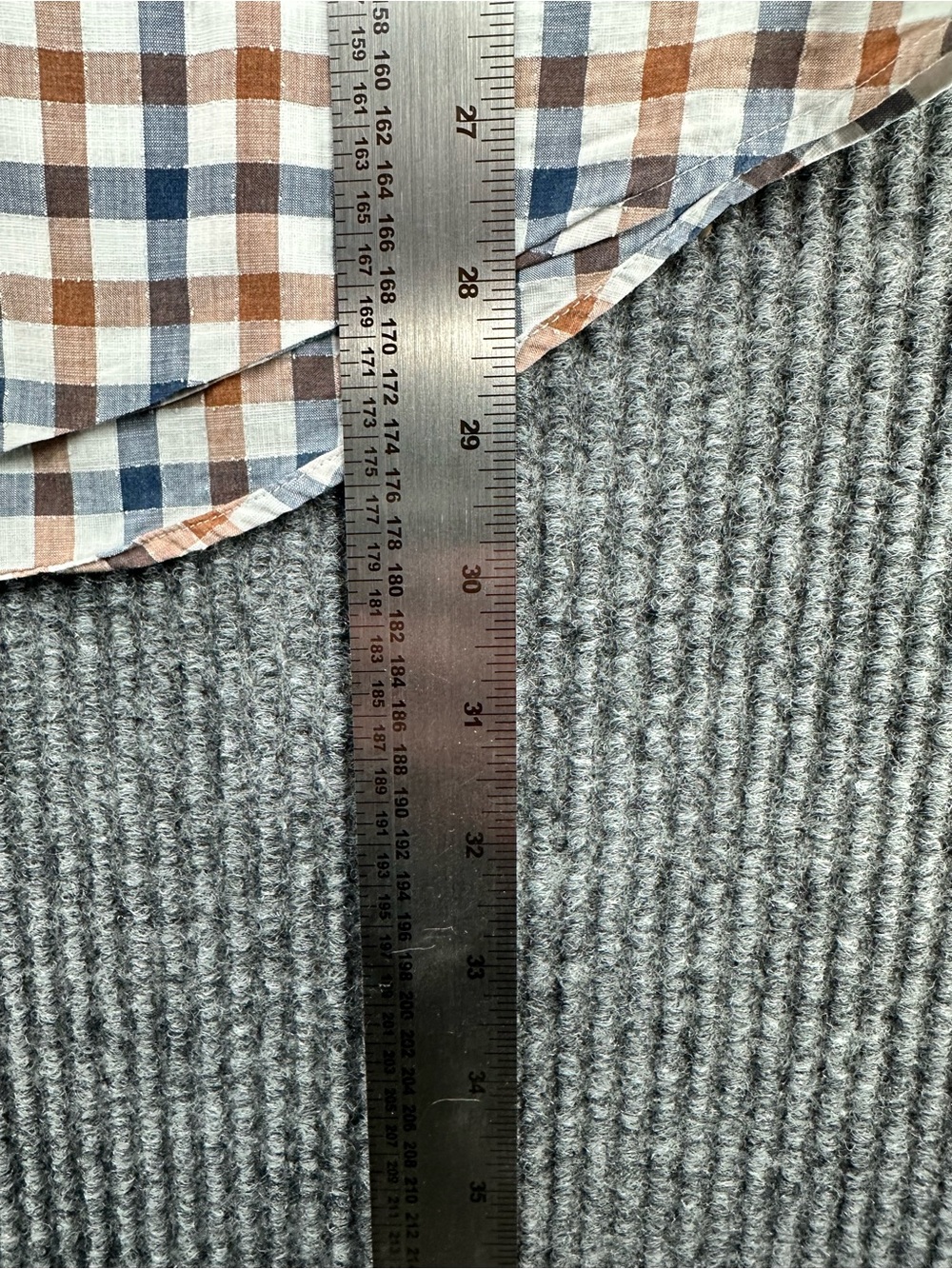 Men's Casual Check Button-Down Shirt - Blue & Brown - Picture 4 of 5